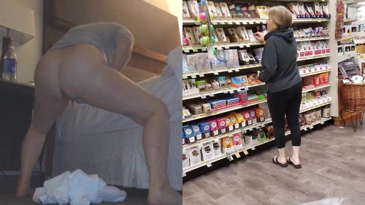 Masturbating maniac GILF goes grocery shopping