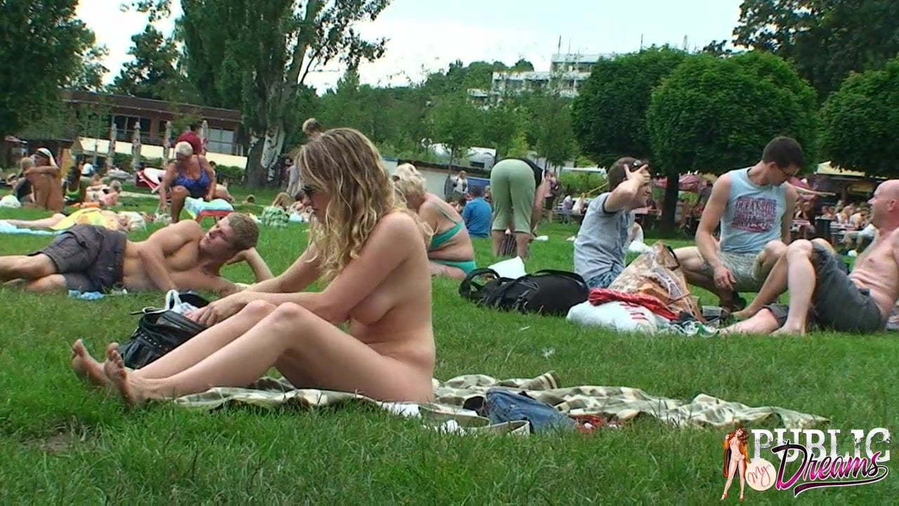 busty nice blonde naked in public