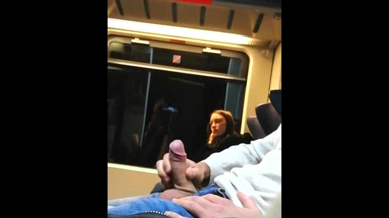 Dick flashing and Big Cumshot for nice Teen in Train