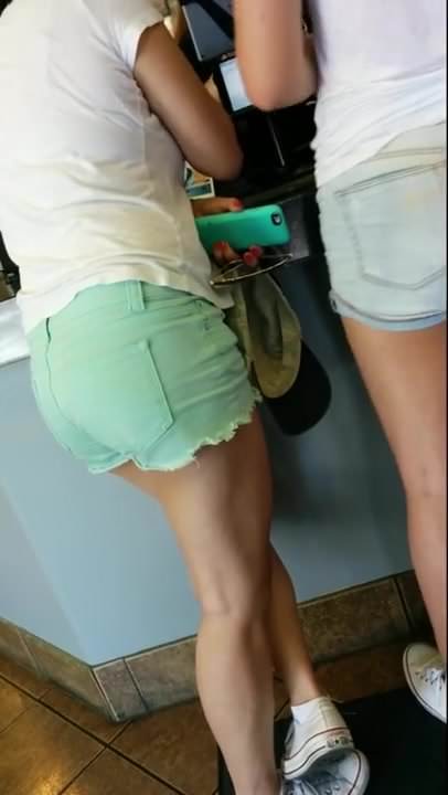 asian teen round ass in jean shorts voyeur