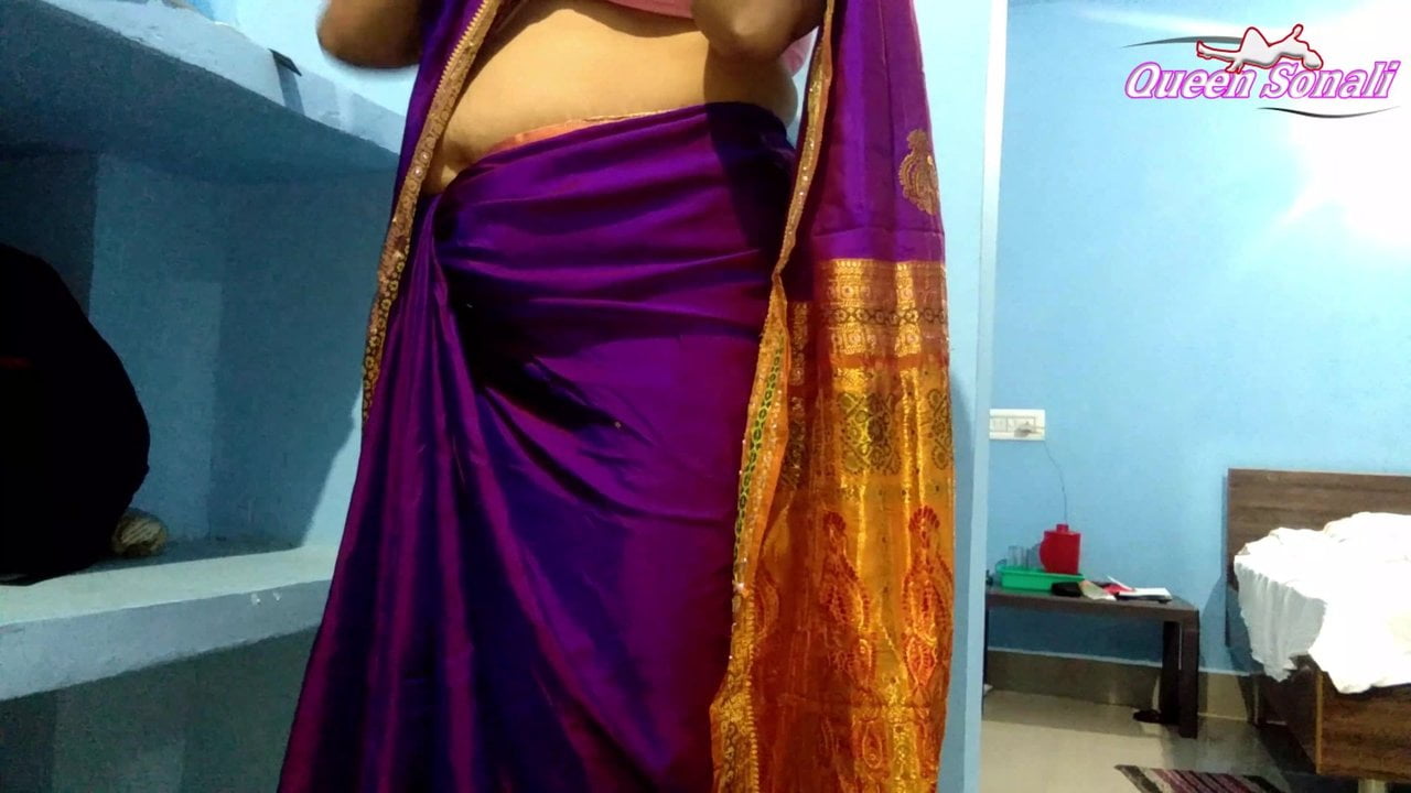 First Time Queen Sonali Painful Sex In Blue Saree cum boobs