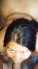 Big Brown Ass Asian Slut Sucks Cock in Doggystyle Position