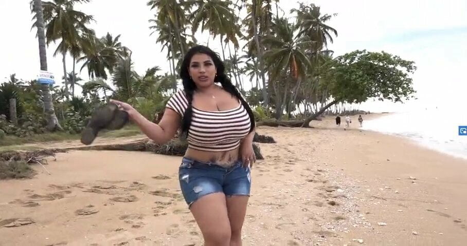 Dominican Isabela Showing Big Tits in the street and on the beach