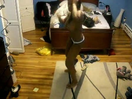 Busty ebony teen dancing in her room
