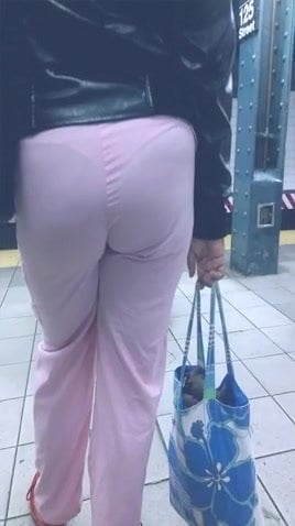 Nice Candid booty Milf thong line in pink scrubs