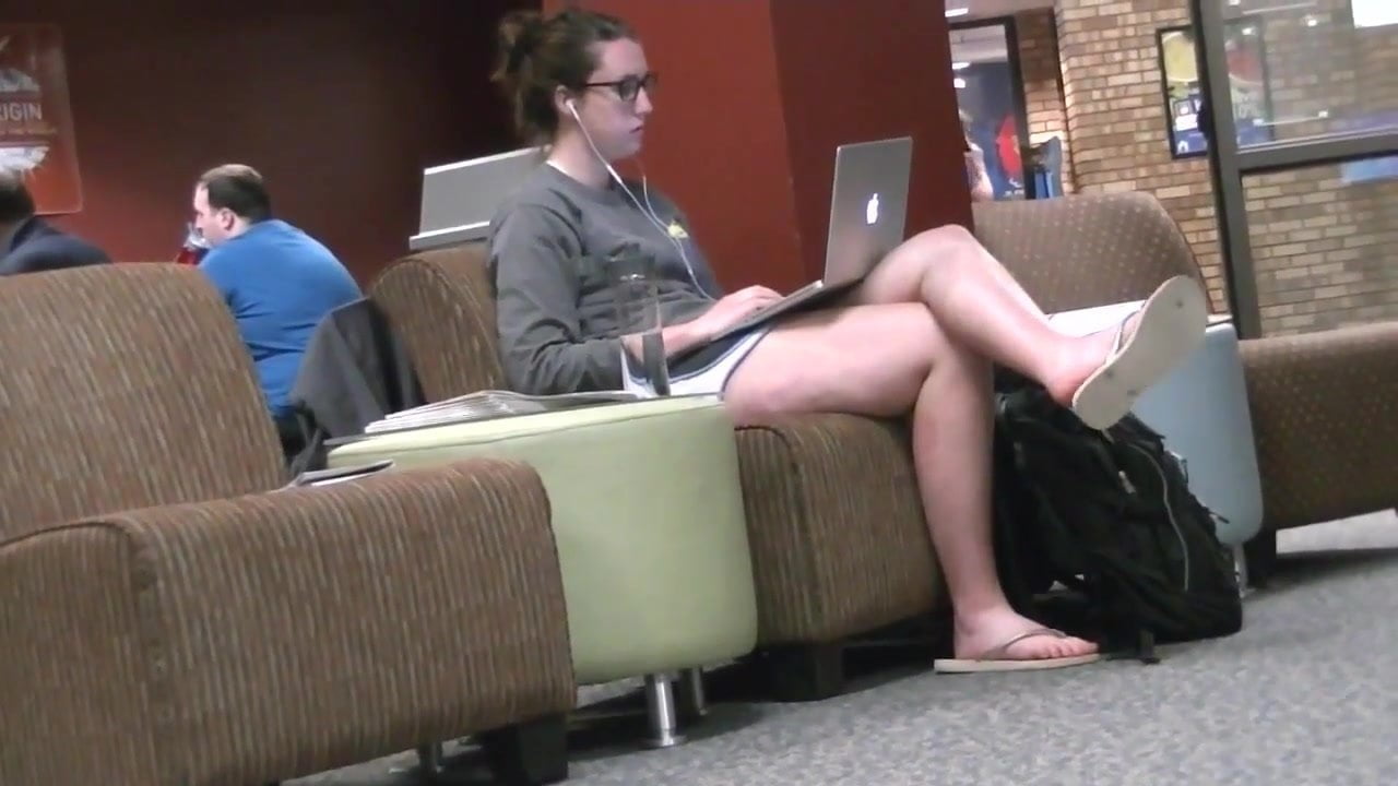 Candid Tall Brunette Feet & Legs at College Library