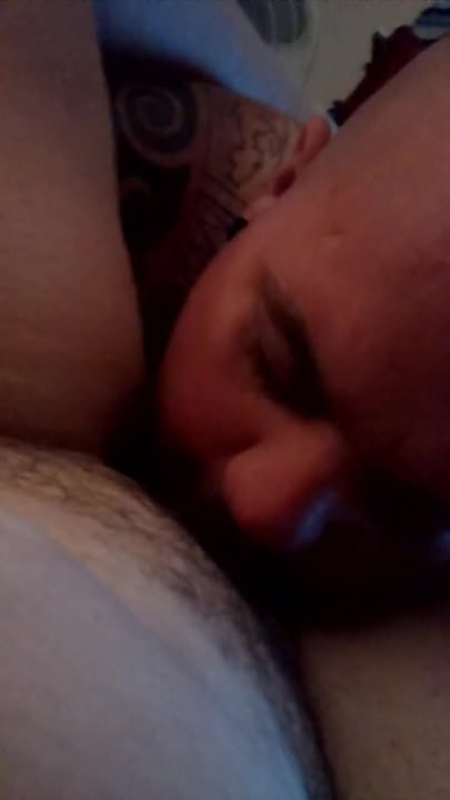 Eating my wife's delicious chubby hairy pussy
