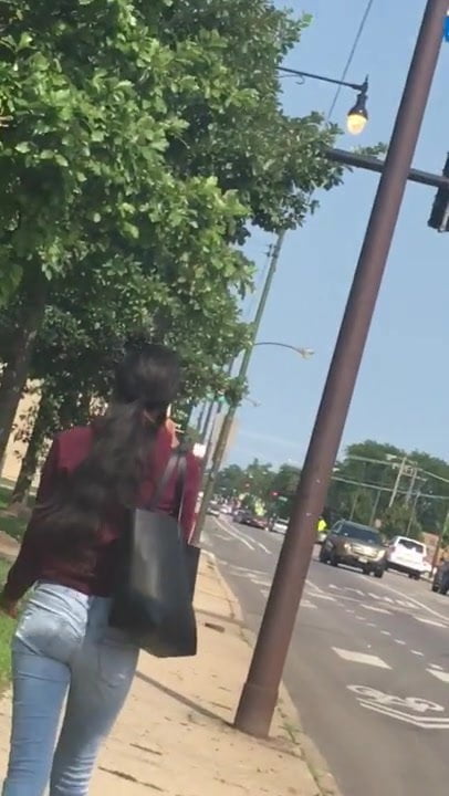 Ebony Teen Walking Down The Street Lil Booty
