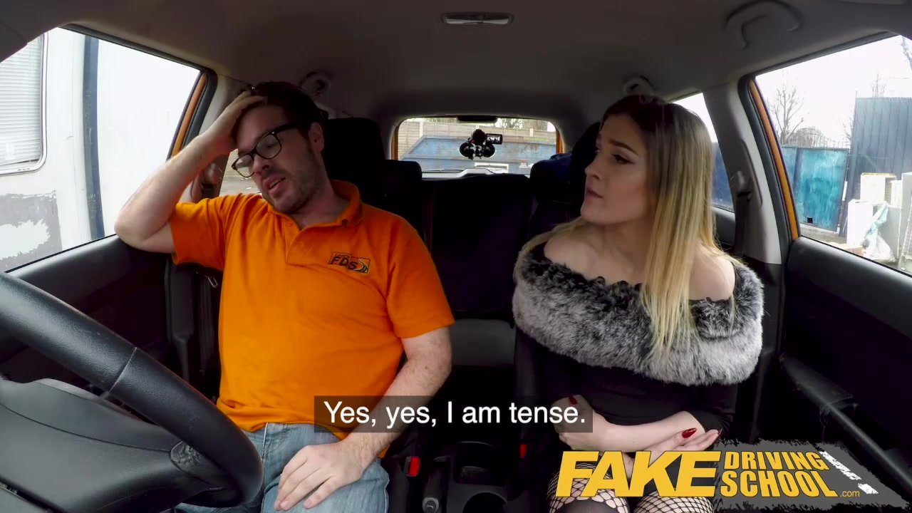 Fake Driving School Petite learner with eats instructors cum