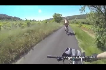 Flashing and nude in public biking on the road