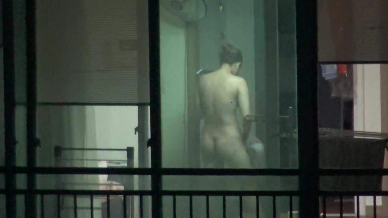 korean girl window voyeur dry body after shower