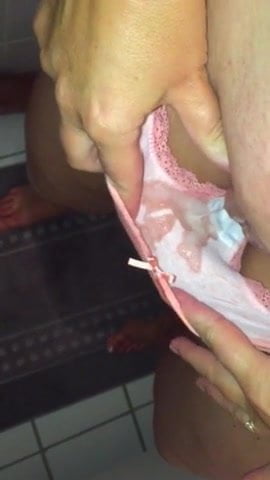 Hand job & dirty play with cum in panties