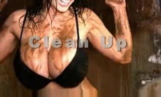 Denise Milani cleaning her tits - non nude