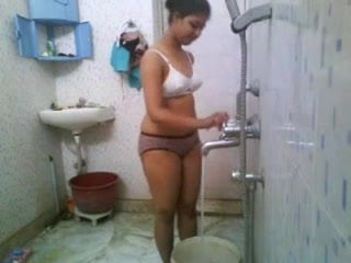 Indian girl bathing nude
